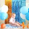 2-Pack Orange & Light Blue Foil Fringe Curtains 3.3x6.6ft Birthday Party Backdrop